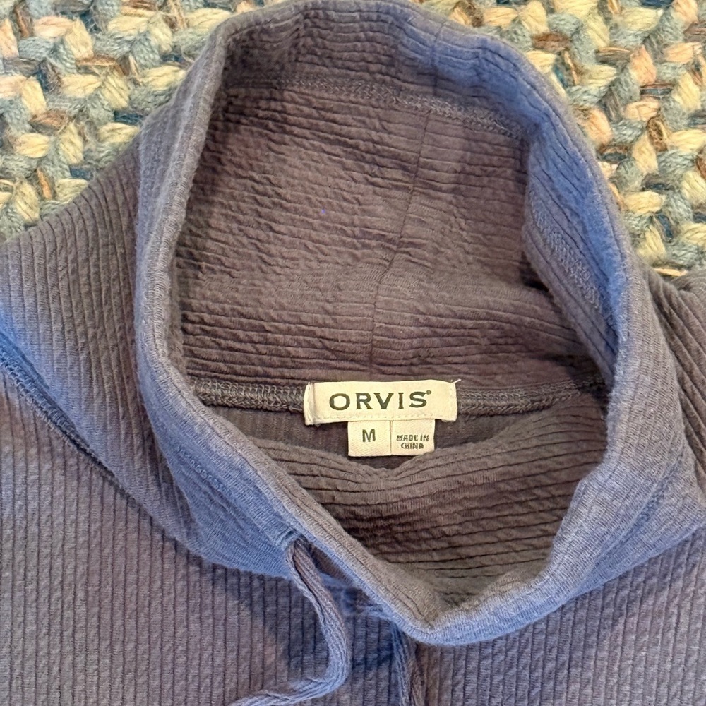 Orvis Cozy Blue Pullover Cowl Neck Hoodie M - Picture 3 of 6